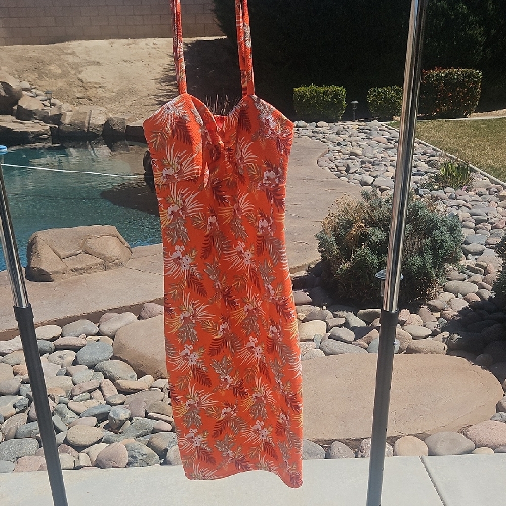 Tropical Orange Floral Dress